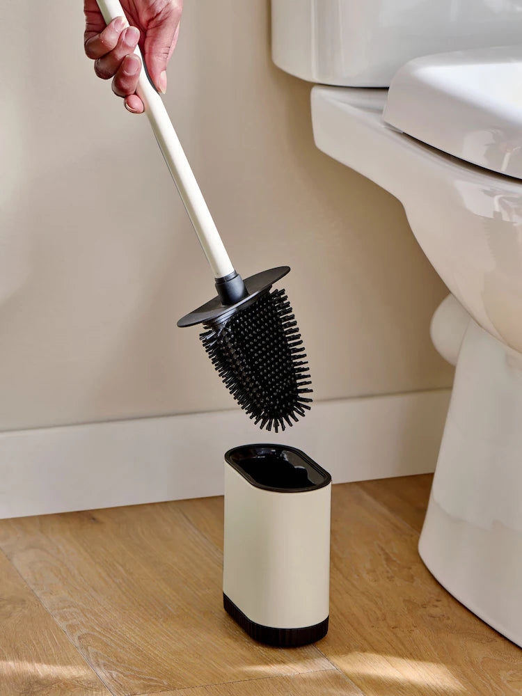 TabDeeli Cream Natural Slimline Silicone Toilet Brush